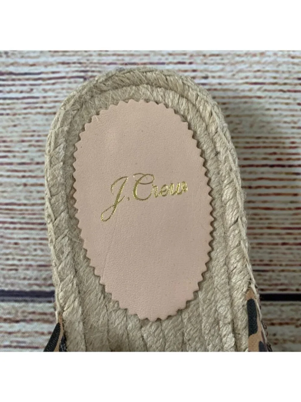 J. Crew Brown Leopard Open Toe Twisted Jute Espadrille Sandals